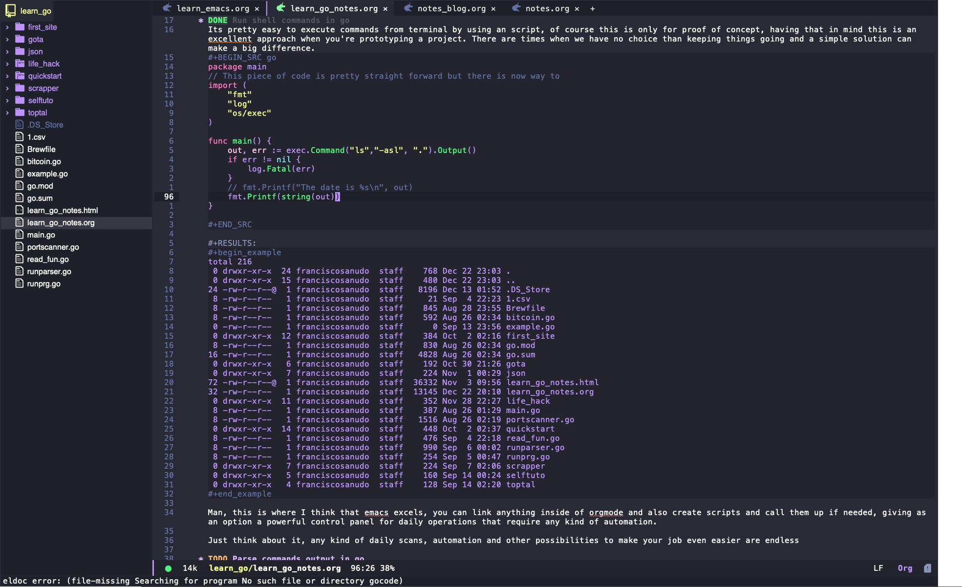 Code blocks are great inside of Emacs, you should try them