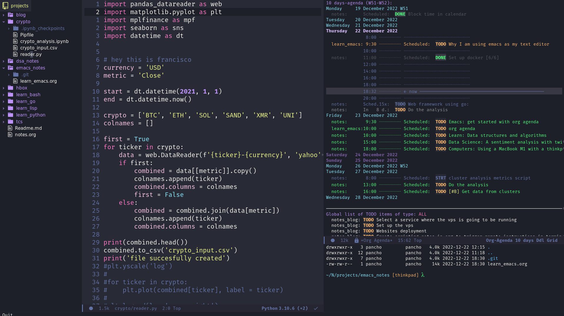 Just a normal workflow inside of Emacs